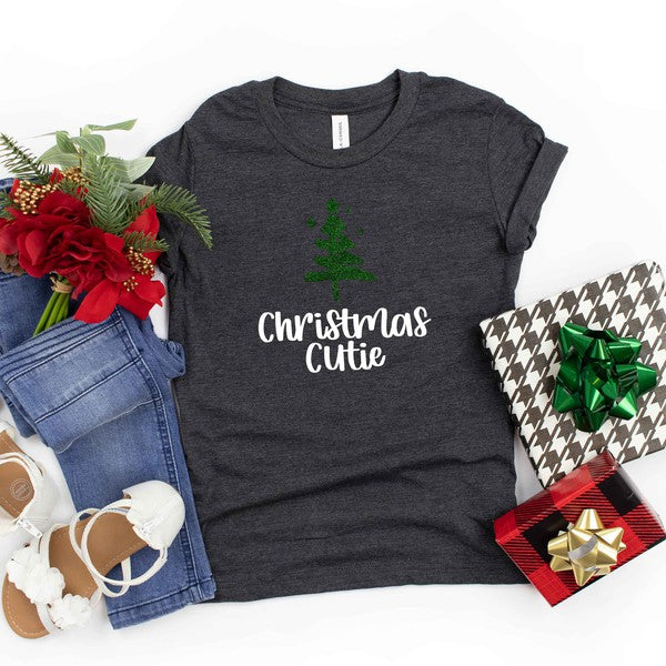 Christmas Cutie Tree Glitter Youth Graphic Tee