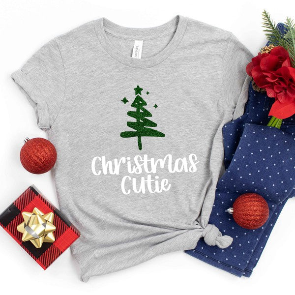 Christmas Cutie Tree Glitter Youth Graphic Tee