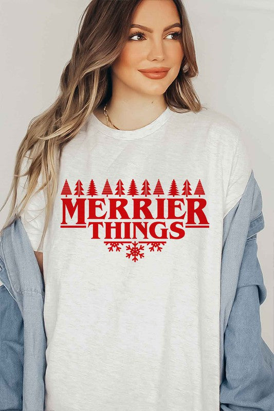 MERRIER THINGS CHRISTMAS GRAPHIC T SHIRT