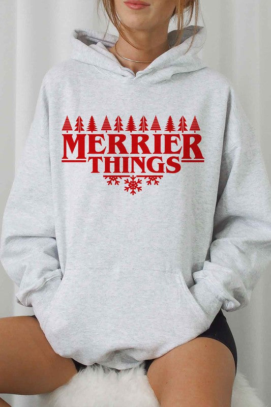 MERRIER THINGS CHRISTMAS GRAPHIC HOODIE PLUS SIZE