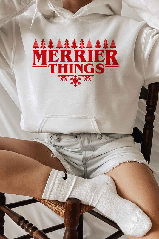 MERRIER THINGS CHRISTMAS GRAPHIC HOODIE PLUS SIZE