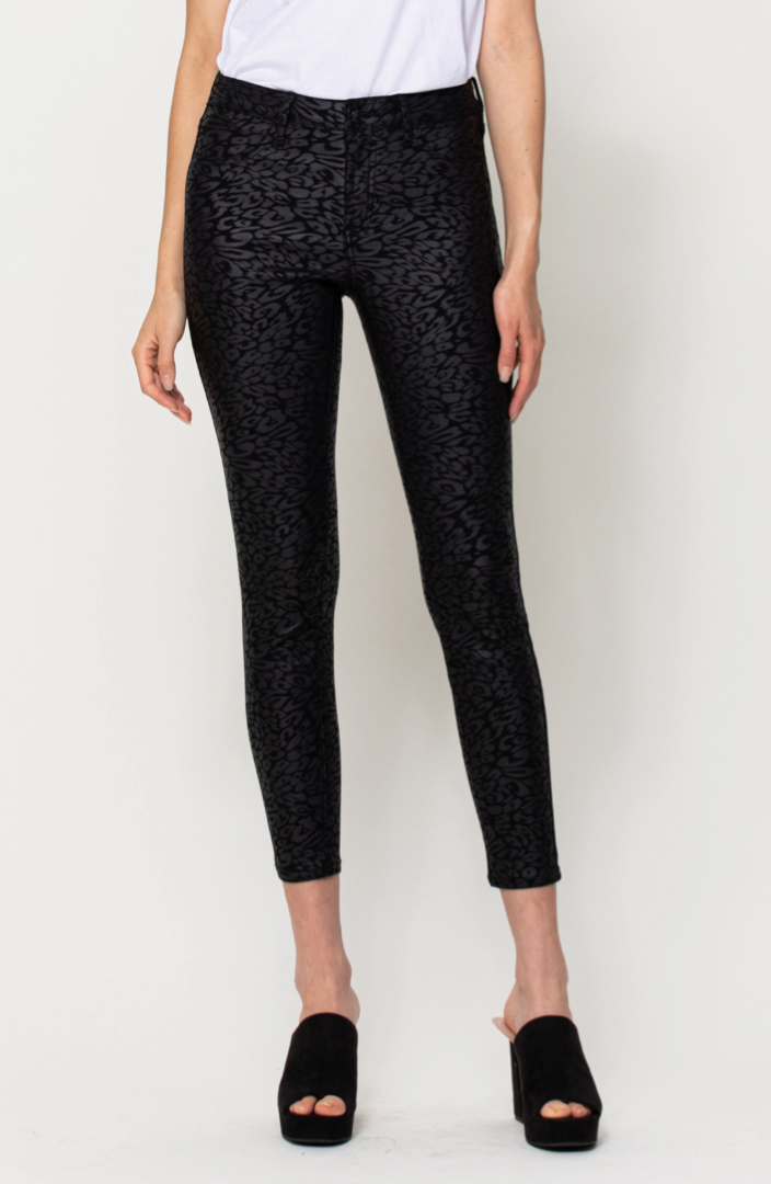 Mid Rise Crop Leopard Print Crop Skinny