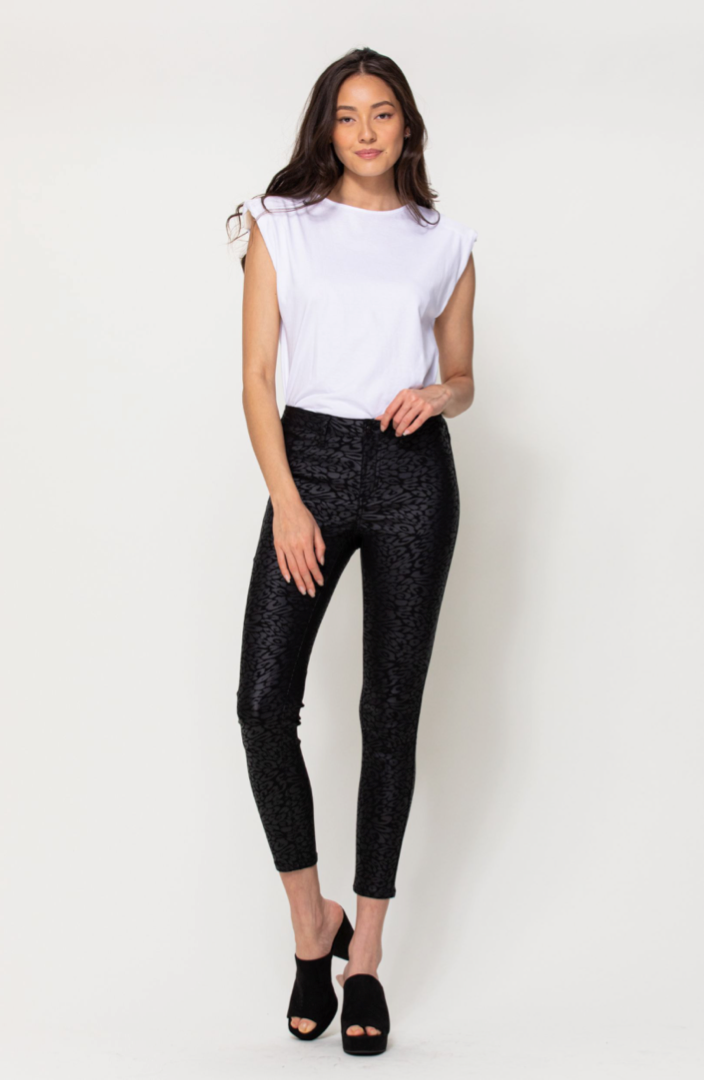 Mid Rise Crop Leopard Print Crop Skinny