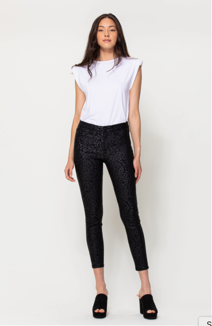 Mid Rise Crop Leopard Print Crop Skinny