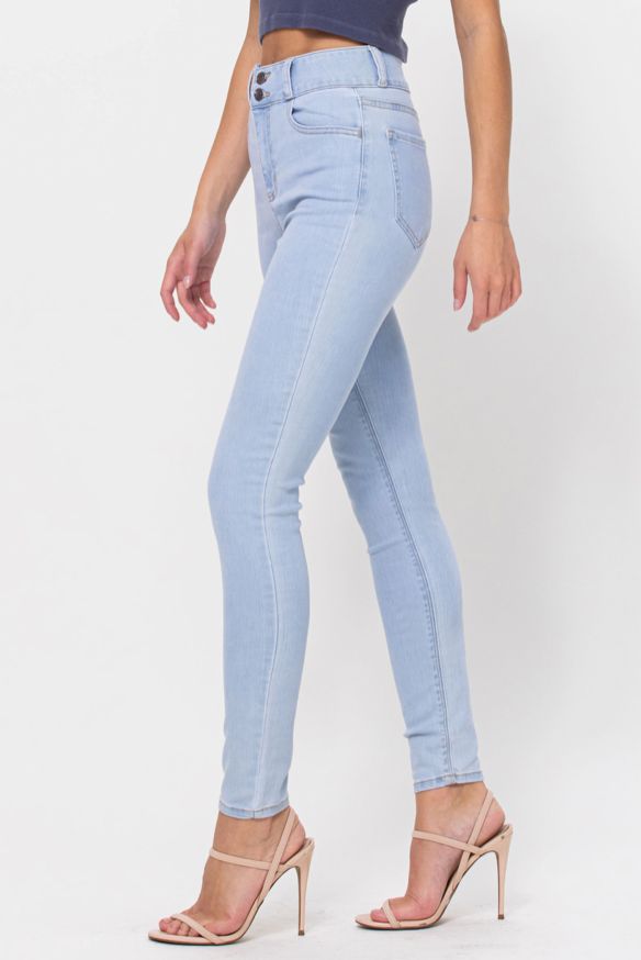 High Rise 2 Button Waistband Ankle Skinny