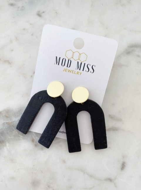 Black Arch with Gold Stud Earrings