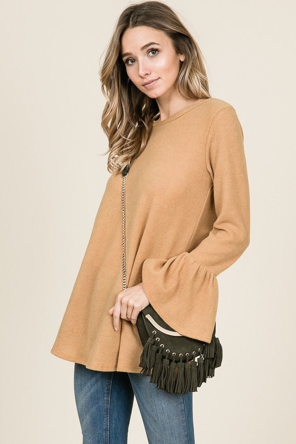 Brushed Knit Bell Sleeve Top